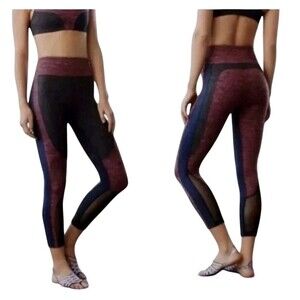 Free People Movement Dylan Leggings Wn Colorblock H/Waist Sz S Crop Mesh Yoga
